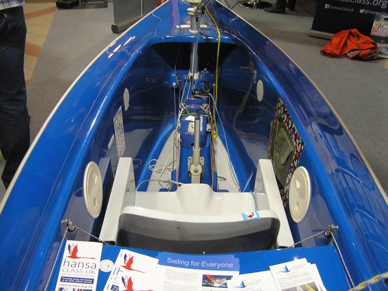 Seat and steering inside a single-person Hansa class dinghy photo copyright Magnus Smith taken at RYA Dinghy Show and featuring the Hansa class