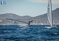 A-Cat Worlds at Toulon, France Day 6 - Maybe the moment Mischa Heemskerk NED loses the Championship?  This bottom mark capsize allowed Kuba Surowiec POL to catch up following his similar incident at the top of the course © Gordon Upton / www.guppypix.com