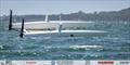 Australian A-Cat Nationals on Lake Macquarie Day 5 - Yes, that is Hamish's hand... all was fine after he freed the boat mast from the lake bottom © Gordon Upton / www.guppypix.com