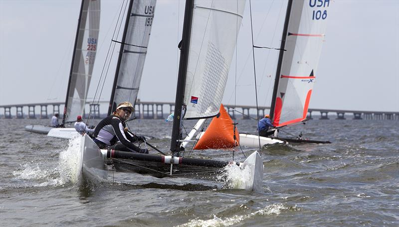 Racing on day 3 of the A Class Catamaran North American Championship photo copyright Richard Langdon / www.oceanimages.co.uk taken at SailNC and featuring the A Class Catamaran class