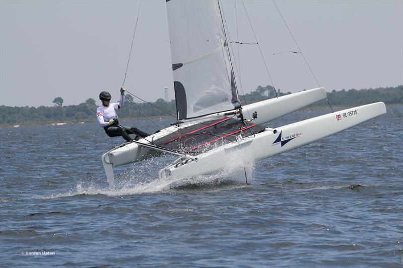 Sandro Caviezel during the A Class Catamaran European photo copyright Gordon Upton taken at Cercle de la Voile de Bordeaux and featuring the A Class Catamaran class