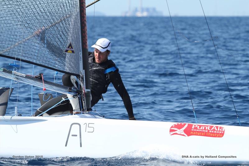 Manuel Calavria was a master of consistancy in all conditions in the A Class Cat Worlds at Punta Ala photo copyright Gordon Upton taken at Centro Velico Punta Ala and featuring the A Class Catamaran class