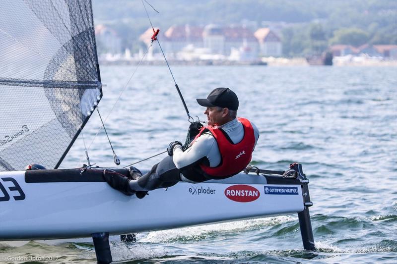 Darren Bundock in the groove ahead of the 2017 A Class Worlds photo copyright Gordon Upton taken at Sopot Sailing Club and featuring the A Class Catamaran class