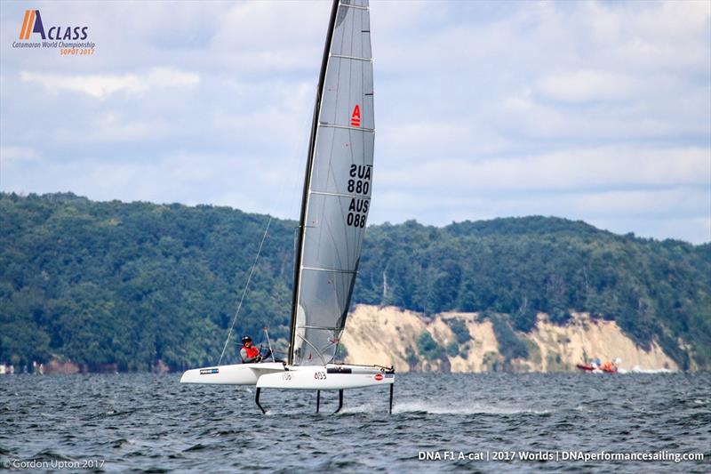 A Class Cat Worlds day 1 photo copyright Gordon Upton taken at Sopot Sailing Club and featuring the A Class Catamaran class