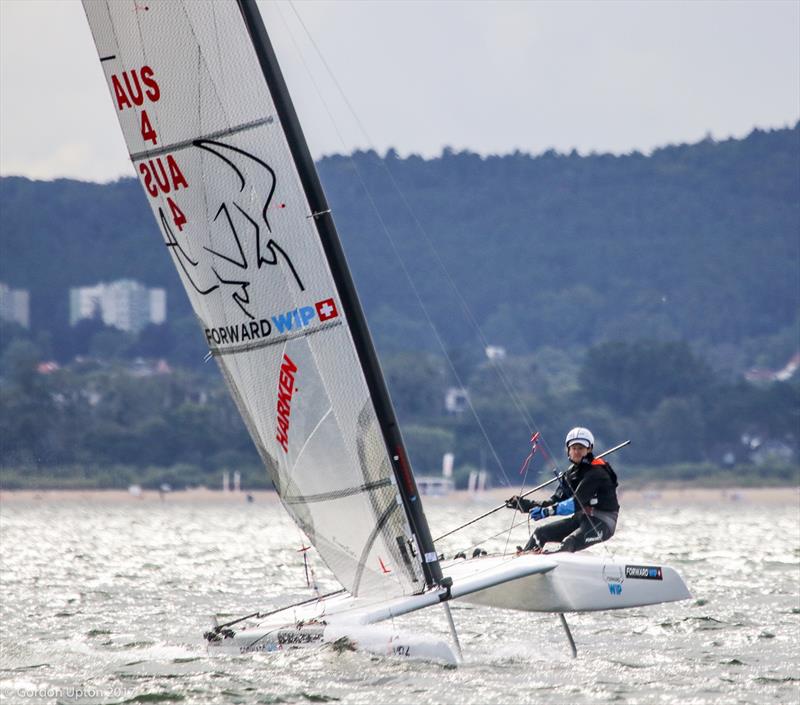 A Class Cat Worlds day 1 photo copyright Gordon Upton taken at Sopot Sailing Club and featuring the A Class Catamaran class