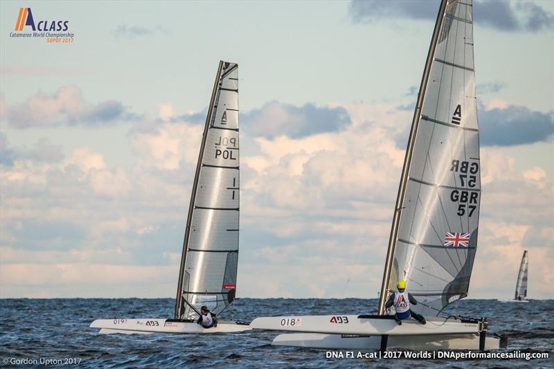 A Class Cat Worlds day 3 photo copyright Gordon Upton taken at Sopot Sailing Club and featuring the A Class Catamaran class