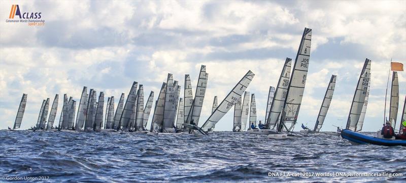 A Class Cat Worlds day 3 photo copyright Gordon Upton taken at Sopot Sailing Club and featuring the A Class Catamaran class