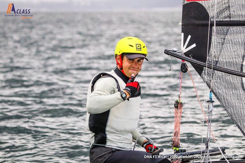 Kuba Surowiec finishes 3rd in the A Class Cat Worlds at Sopot, Poland photo copyright Gordon Upton taken at Sopot Sailing Club and featuring the A Class Catamaran class