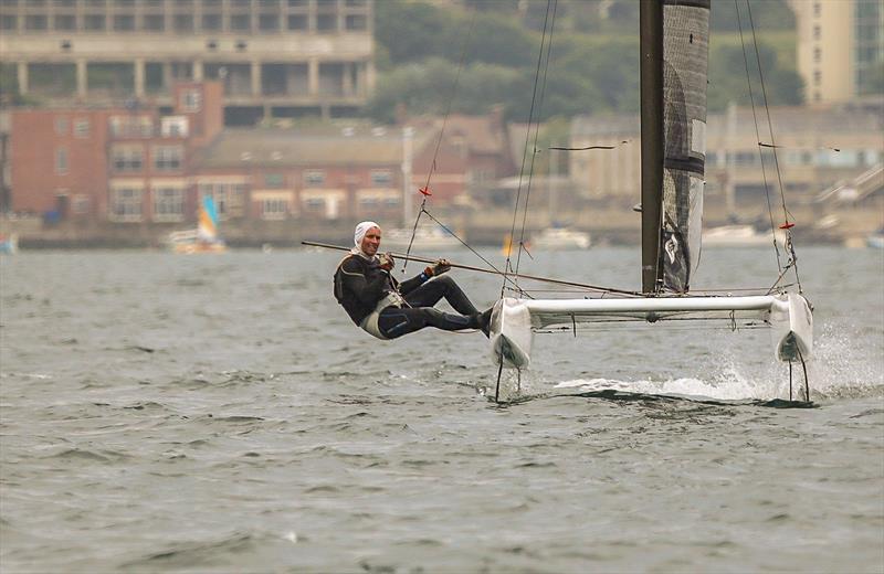 Paul Larsen finishes 2nd in the A Class Cat UK Nationals at the WPNSA photo copyright Helena Darvelid / www.sailrocket.com taken at Weymouth & Portland Sailing Academy and featuring the A Class Catamaran class
