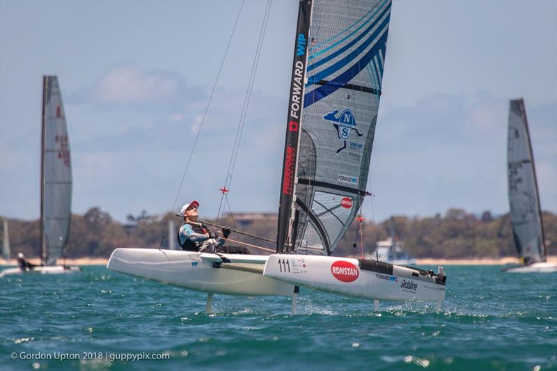 Glenn Ashby (AUS) - Final day - Australian A-Class Catamaran National Championships - November 2018, Hervey Bay Queensland photo copyright Gordon Upton / www.guppypix.com taken at Hervey Bay Sailing Club and featuring the A Class Catamaran class