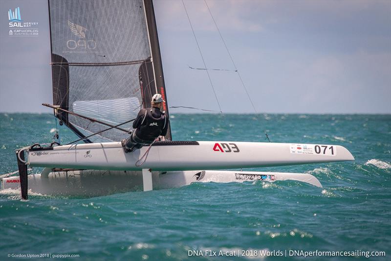 A Cat World Championship 2018 - Day 1 photo copyright Gordon Upton / www.guppypix.com taken at Hervey Bay Sailing Club and featuring the A Class Catamaran class