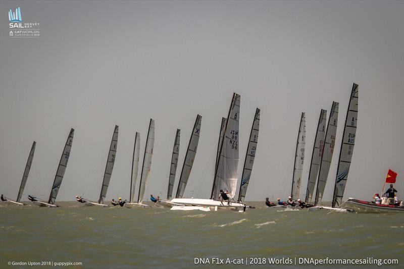 A Cat World Championship 2018 day 4 photo copyright Gordon Upton / www.guppypix.com taken at Hervey Bay Sailing Club and featuring the A Class Catamaran class