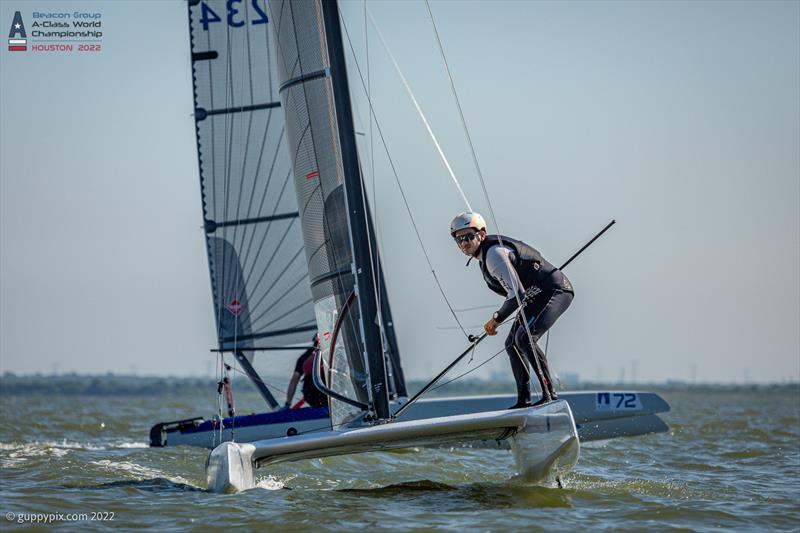 The 2022 Champion Ravi Parent during the Beacon Group A-Class Catamaran World Championships in Texas photo copyright Gordon Upton / www.guppypix.com taken at Houston Yacht Club and featuring the A Class Catamaran class