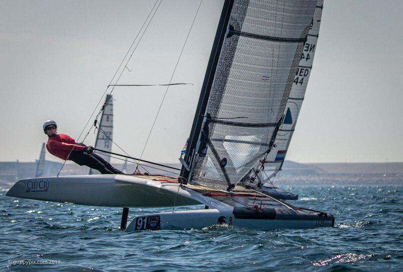 Looking ahead to the 2022 A-Class Cat European Championships - German lake sailor, Katrin Brunner, in the Open catagory - photo © Gordon Upton / www.guppypix.com