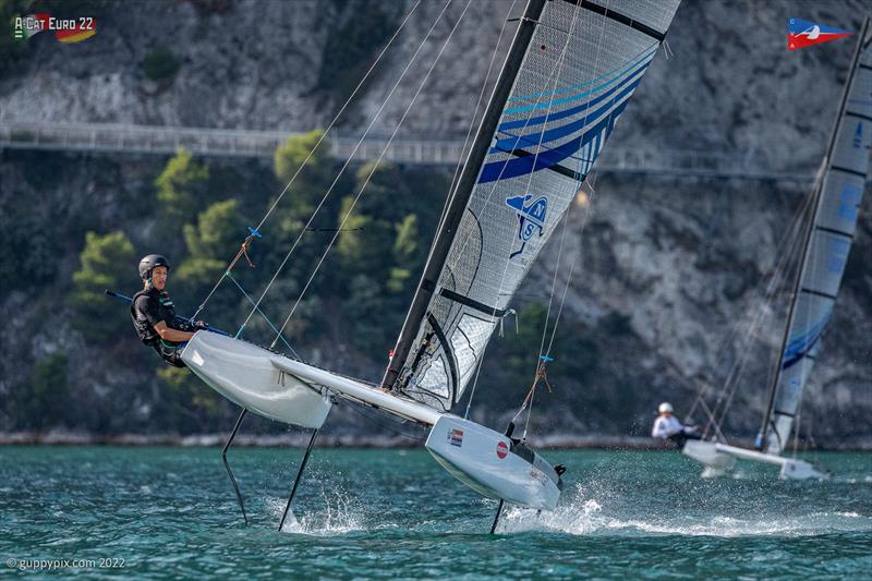 A-Class European Championships day 1 photo copyright Gordon Upton / www.guppypix.com taken at Circolo Vela Arco and featuring the A Class Catamaran class