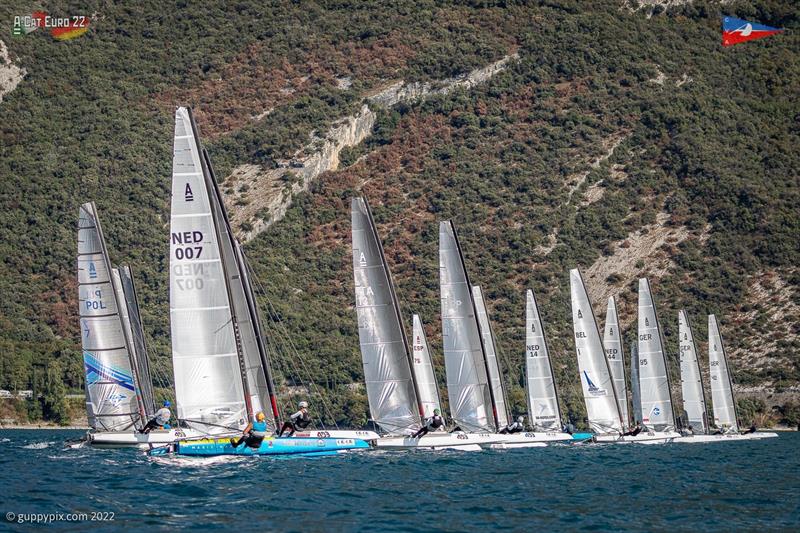 A-Class European Championships day 1 photo copyright Gordon Upton / www.guppypix.com taken at Circolo Vela Arco and featuring the A Class Catamaran class