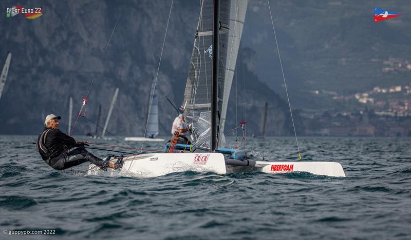 A-Class European Championships day 2 photo copyright Gordon Upton / www.guppypix.com taken at Circolo Vela Arco and featuring the A Class Catamaran class