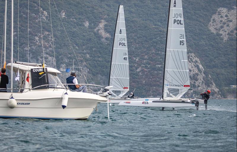 A-Class European Championships day 3 photo copyright Gordon Upton / www.guppypix.com taken at Circolo Vela Arco and featuring the A Class Catamaran class