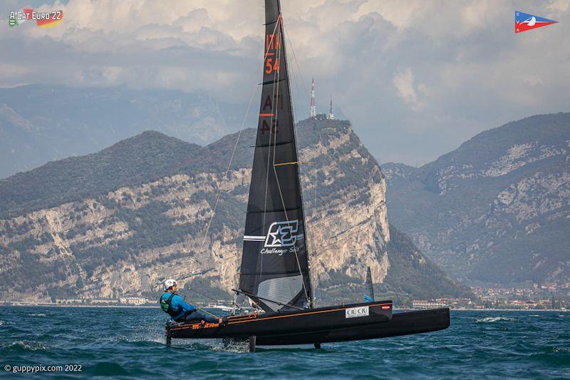 The Marstrom M5 is possibly the lightest boat in the fleet and is a superb boat for bigger sailors and heavy seas - A-Class European Championships day 4 photo copyright Gordon Upton / www.guppypix.com taken at Circolo Vela Arco and featuring the A Class Catamaran class