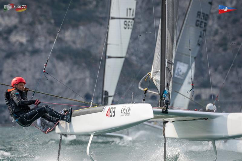 Matti Nieminen FIN 1 starts to get loose at the top mark at the A-Class European Championships - photo © Gordon Upton / www.guppypix.com