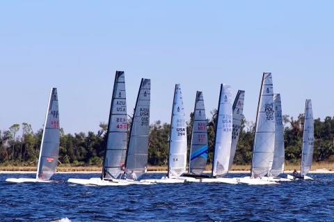 A Class catamaran racing action at the Caterwaul Regatta photo copyright Caterwaul Regatta Fall 2022 taken at St. Andrews Bay Yacht Club and featuring the A Class Catamaran class