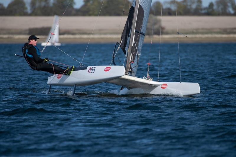 Simon Longstaff racing his A-Class Cat during the Gill Cat Open at Grafham Water Sailing Club photo copyright Paul Sanwell / OPP taken at Grafham Water Sailing Club and featuring the A Class Catamaran class