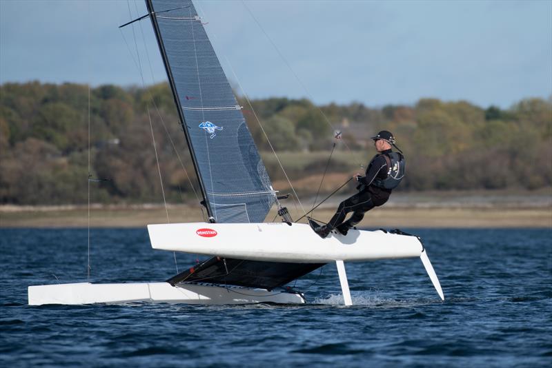 Neil Klabe  racing his A-Class Cat during the Gill Cat Open at Grafham Water Sailing Club - photo © Paul Sanwell / OPP