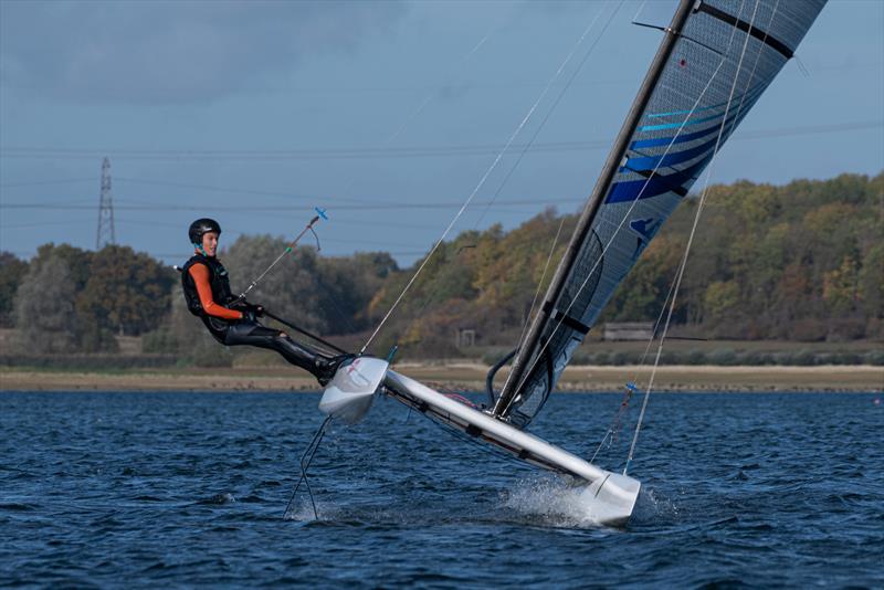 Julian Bosch racing his A-Class Cat during the Gill Cat Open at Grafham Water Sailing Club photo copyright Paul Sanwell / OPP taken at Grafham Water Sailing Club and featuring the A Class Catamaran class