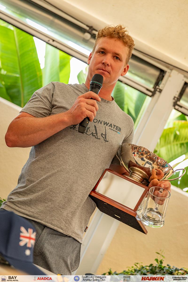 Australian A-Cat Nationals on Lake Macquarie Day 5 - – Adam Beattie, 2024 Australian A-Cat Open Champion - photo © Gordon Upton / www.guppypix.com