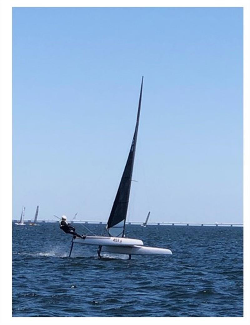 Larry Woods, CAN 44 - 2024 A-Class Catamaran North American Championships photo copyright Bud Schumann taken at Pensacola Yacht Club and featuring the A Class Catamaran class