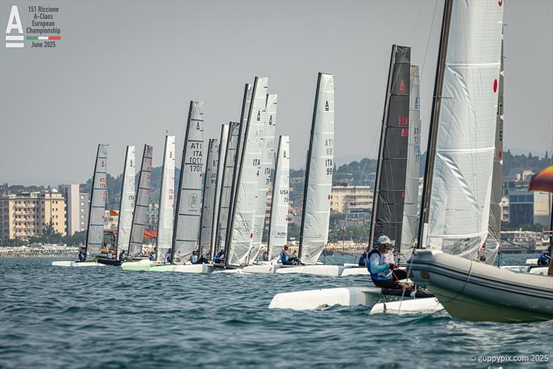 The Classic fleet gets away in race 5 - A-Class Cat European Championships at Riccione Day 3 - photo © Gordon Upton / www.guppypix.com
