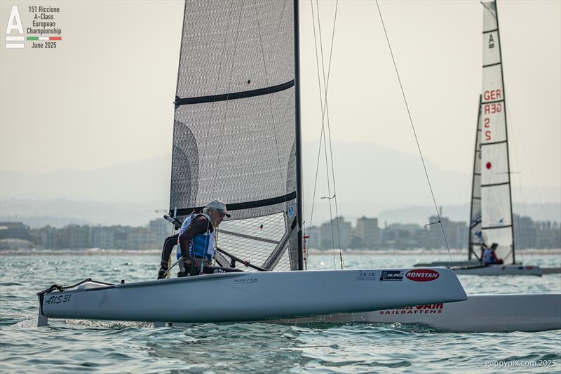 That Old Grey Wolf, Scott Anderson AUS 31, is the current Classic regatta leader - A-Class Cat European Championships at Riccione Day 3 - photo © Gordon Upton / www.guppypix.com