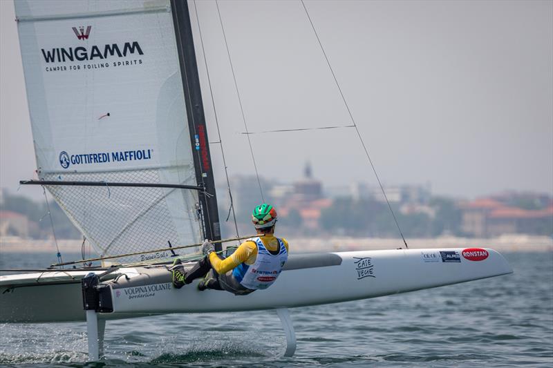 Lamberto Cesare ITA was a good second in the Open class, but the conditions weren't really to his liking - A-Class Cat European Championships at Riccione - photo © Gordon Upton / www.guppypix.com