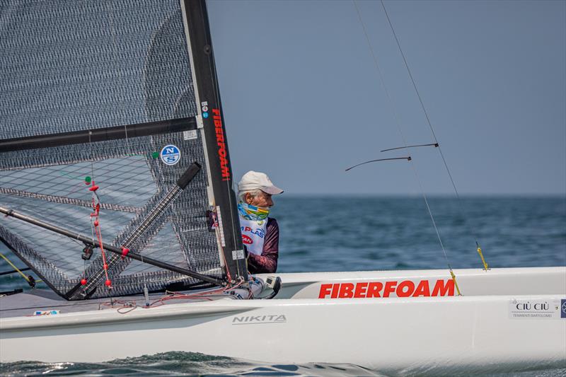 The Old Grey Wolf, Scott Anderson (AUS) in characteristic hunting mode - A-Class Cat European Championships at Riccione Day 5 - photo © Gordon Upton / www.guppypix.com