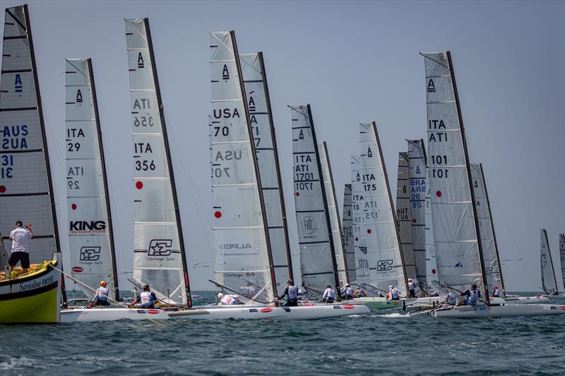 The final Classic race gets underway - A-Class Cat European Championships at Riccione Day 5 - photo © Gordon Upton / www.guppypix.com