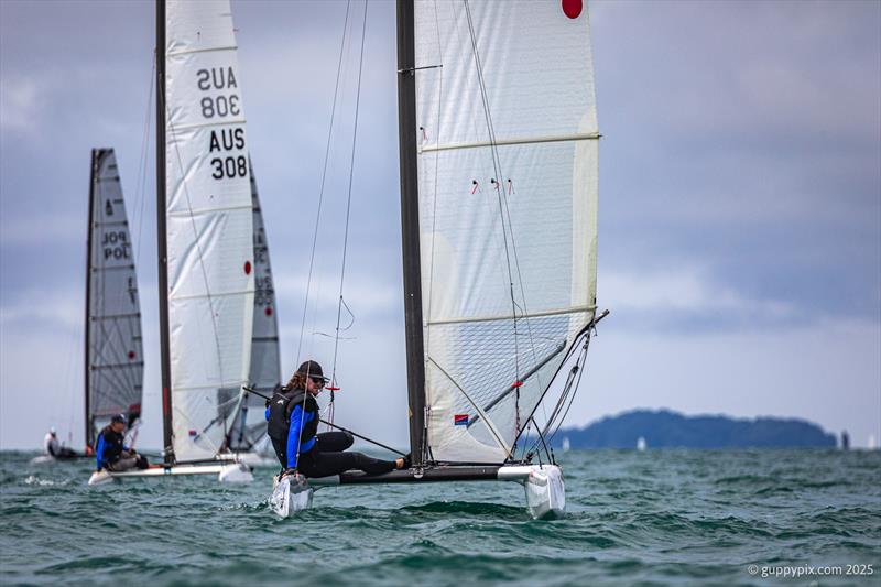 PredictWind A-Class Cat Worlds 2025 - Jamie Jochhiem has only been in the fleet for 2 year, and is a revalation, beating Andrew Landenberger to win the Pre Worlds racing - photo © Gordon Upton / www.guppypix.com