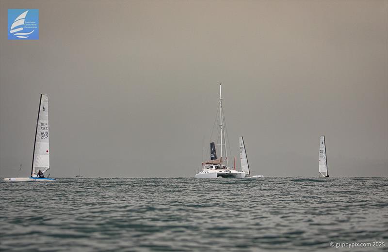 PredictWind A-Class Cat Worlds 2025 Day 3 - Feeling the pain of a Race Officer - photo © Gordon Upton / www.guppypix.com