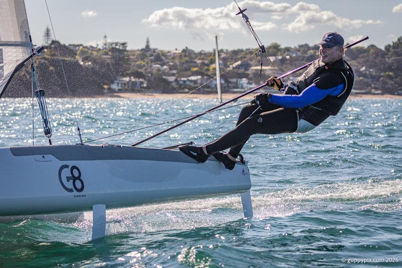 Muiliple World Champion and Olympic AUS medallist Andrew Landenberger cannot qualify for the European title, but will be racing for regatta victory photo copyright Gordon Upton / www.guppypix.com taken at  and featuring the A Class Catamaran class