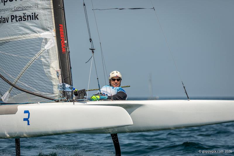 The class Czech mascot, Vladislav Ptasnik, is frequently seen on the circuit photo copyright Gordon Upton / www.guppypix.com taken at  and featuring the A Class Catamaran class