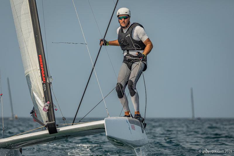 Manuel Calavia ESP is a former Euro Open Champion and will be looking for victory photo copyright Gordon Upton / www.guppypix.com taken at  and featuring the A Class Catamaran class
