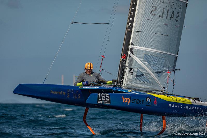 Open multiple World Champion Mischa Heemskerk NED will usually be up there at the top pushing hard as ever photo copyright Gordon Upton / www.guppypix.com taken at  and featuring the A Class Catamaran class