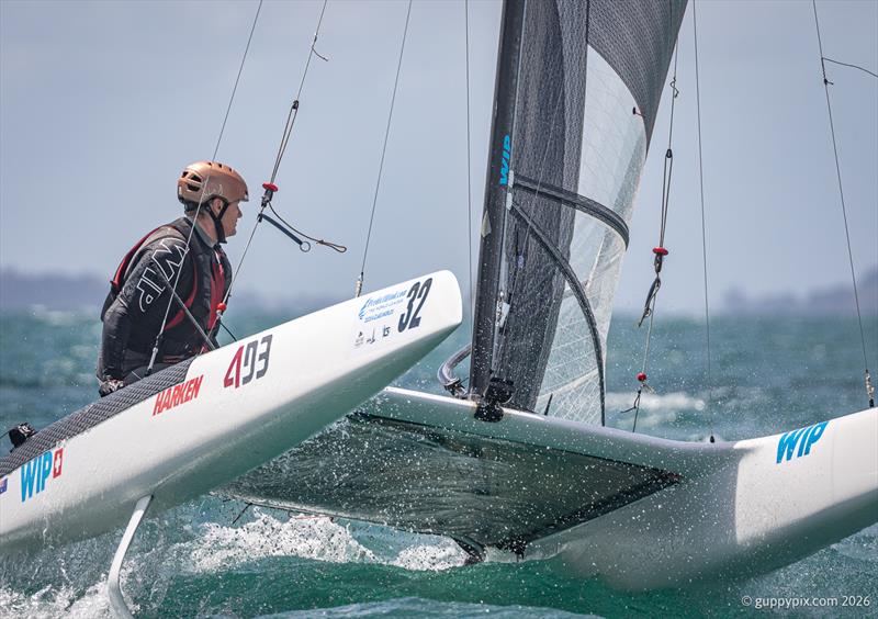 Triple World Champion, Stevie Brewin AUS 4, is a veteran of these events - photo © Gordon Upton / www.guppypix.com