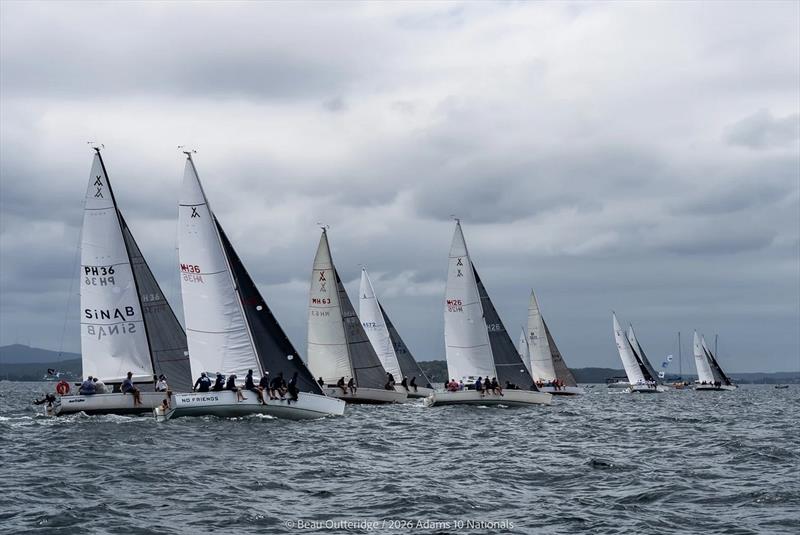 The fleet at the start on Day 1 - Adams 10 National Championship 2026 photo copyright Beau Outteridge taken at Lake Macquarie Yacht Club and featuring the Adams 10 class