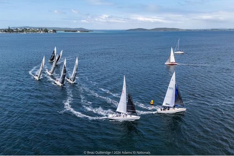 The “pack” chasing the leaders - Adams 10 National Championship 2026 photo copyright Beau Outteridge taken at Lake Macquarie Yacht Club and featuring the Adams 10 class
