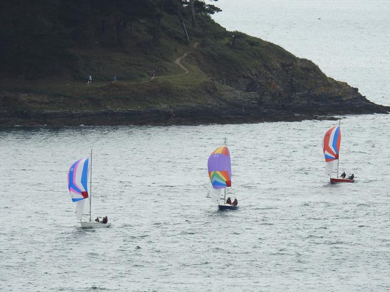 Pintail, Aquila and Achilles in the Ajax class during Falmouth Week 2018 photo copyright Leslie Brown taken at St. Mawes Sailing Club and featuring the Ajax class