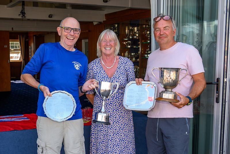 Neville Herbert and Karl Thorne win the Noble Marine Albacore National Championships - awarded by Shireen Crowe of Royal Lymington YC photo copyright Paul French taken at Royal Lymington Yacht Club and featuring the Albacore class
