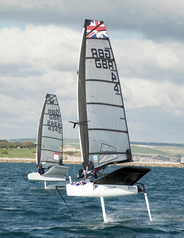 Chris Rashley (foreground) training with Dylan Fletcher in Weymouth photo copyright Tom Peel taken at  and featuring the  class