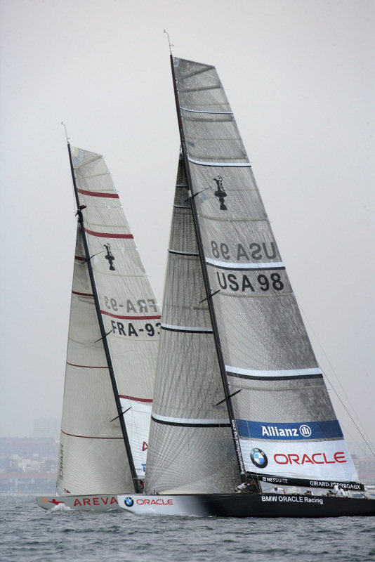 BMW Oracle beats Areva Challenge on day 10 of the Louis Vuitton Cup photo copyright Gilles Martin-Raget / BMW ORACLE Racing taken at  and featuring the ACC class