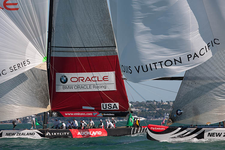 Alinghi beat BMW Oracle Racing on day nine of the Louis Vuitton Pacific Series photo copyright Gilles Martin-Raget / BMW Oracle racing taken at  and featuring the ACC class