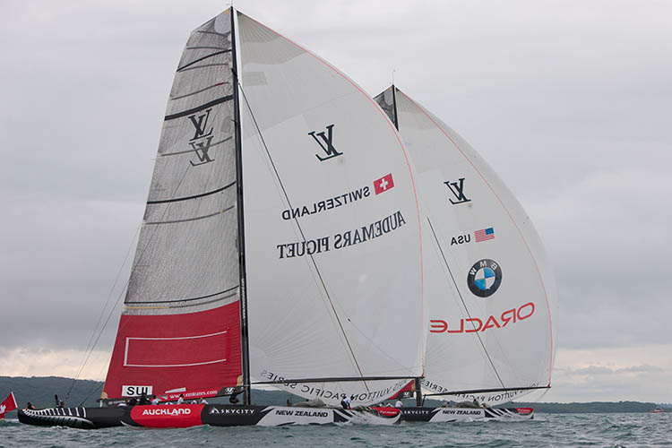 Alinghi beat BMW Oracle Racing in the challenger finals of the Louis Vuitton Pacific Series photo copyright Gilles Martin-Raget / BMW Oracle racing taken at  and featuring the ACC class